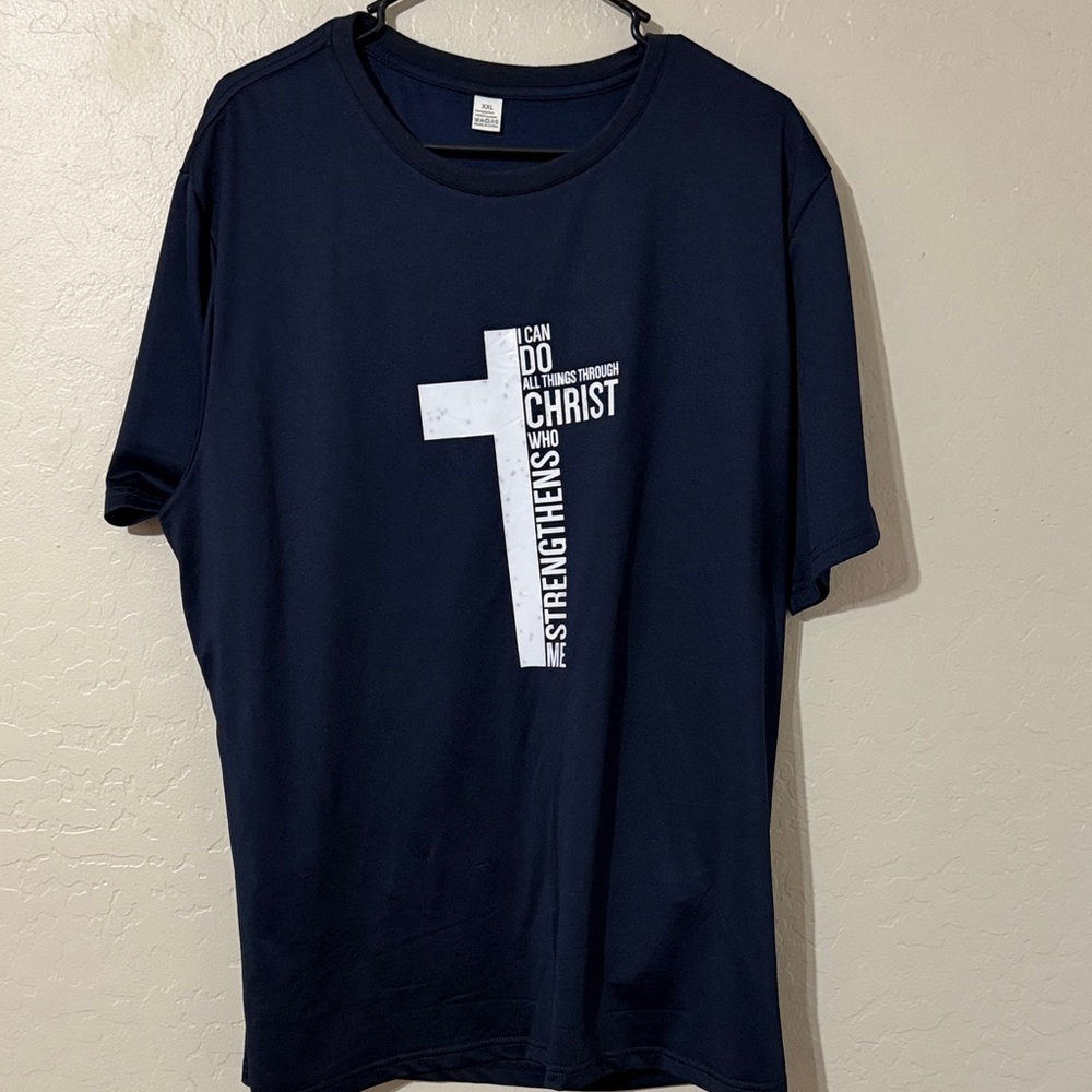 Men's Navy Graphic Faith T-Shirt with Cross Print